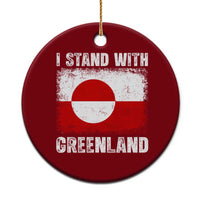 I Stand With Greenland Ceramic Ornament Grunge Flag