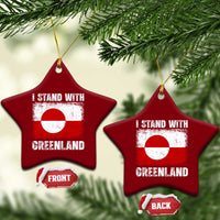 I Stand With Greenland Ceramic Ornament Grunge Flag