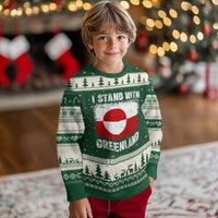 I Stand With Greenland Ugly Christmas Sweater Grunge Flag