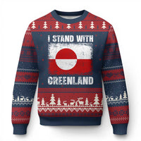 I Stand With Greenland Ugly Christmas Sweater Grunge Flag