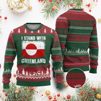 I Stand With Greenland Ugly Christmas Sweater Grunge Flag