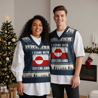 I Stand With Greenland V-Neck Knit Sweater Vest Grunge Flag