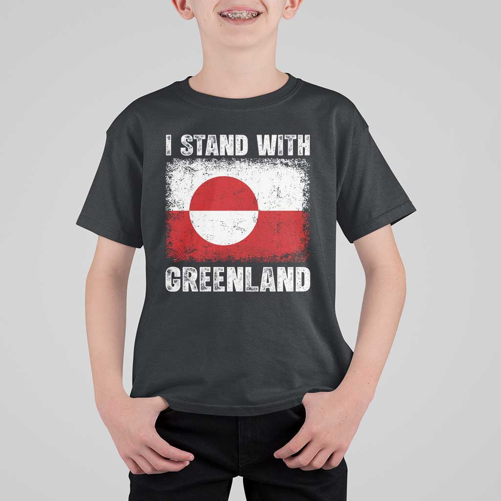I Stand With Greenland T Shirt For Kid Grunge Flag