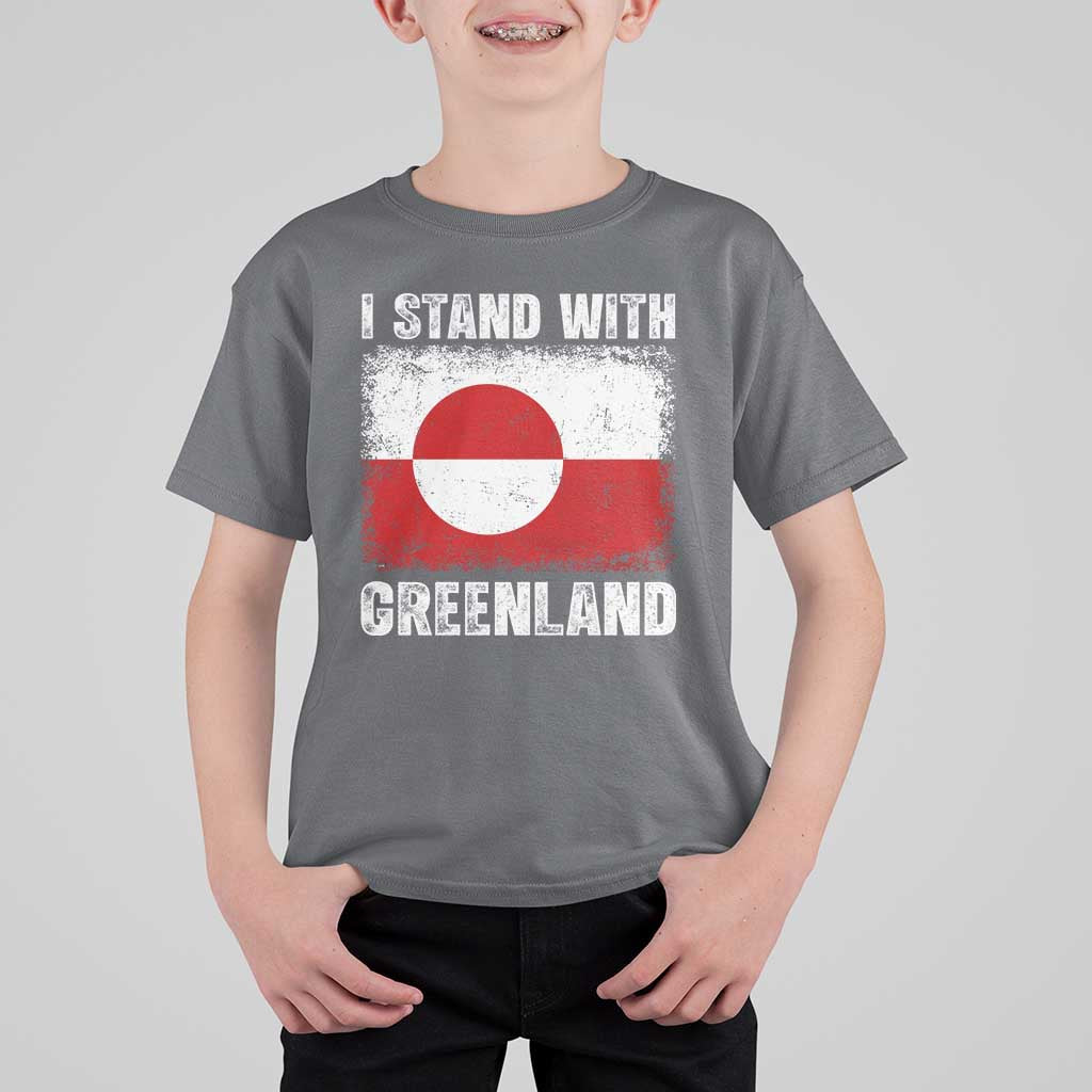 I Stand With Greenland T Shirt For Kid Grunge Flag
