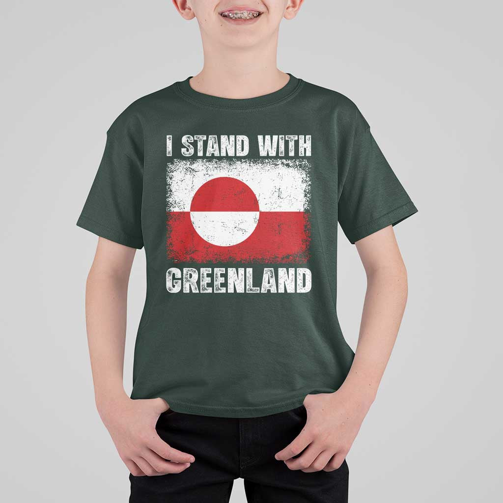 I Stand With Greenland T Shirt For Kid Grunge Flag