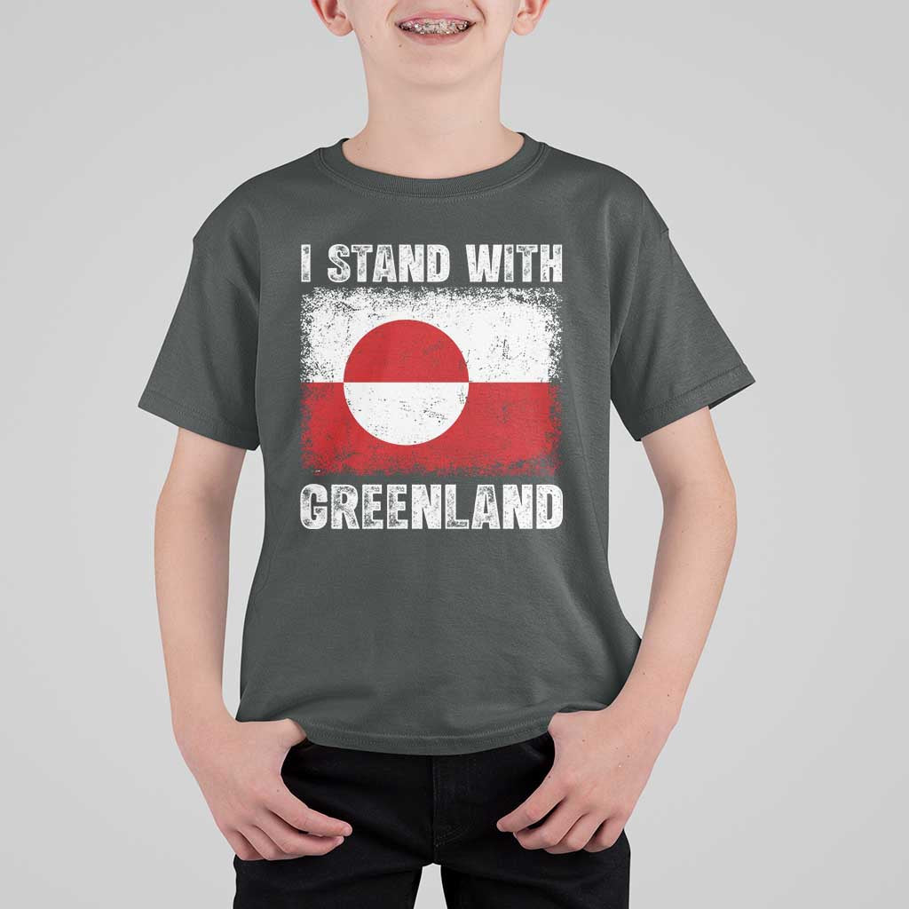 I Stand With Greenland T Shirt For Kid Grunge Flag