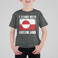 I Stand With Greenland T Shirt For Kid Grunge Flag
