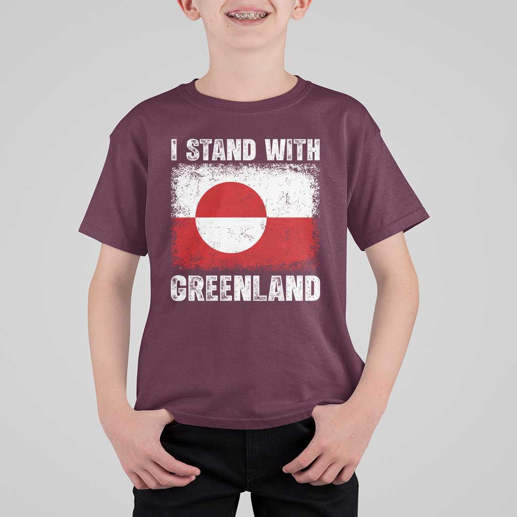 I Stand With Greenland T Shirt For Kid Grunge Flag