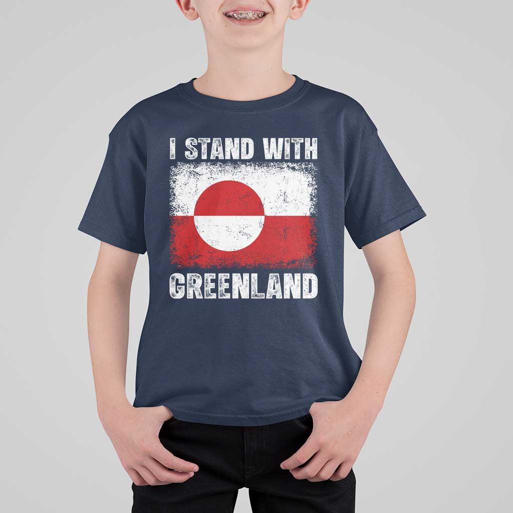 I Stand With Greenland T Shirt For Kid Grunge Flag