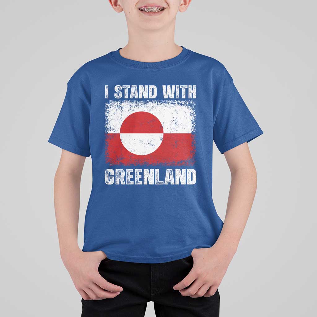 I Stand With Greenland T Shirt For Kid Grunge Flag