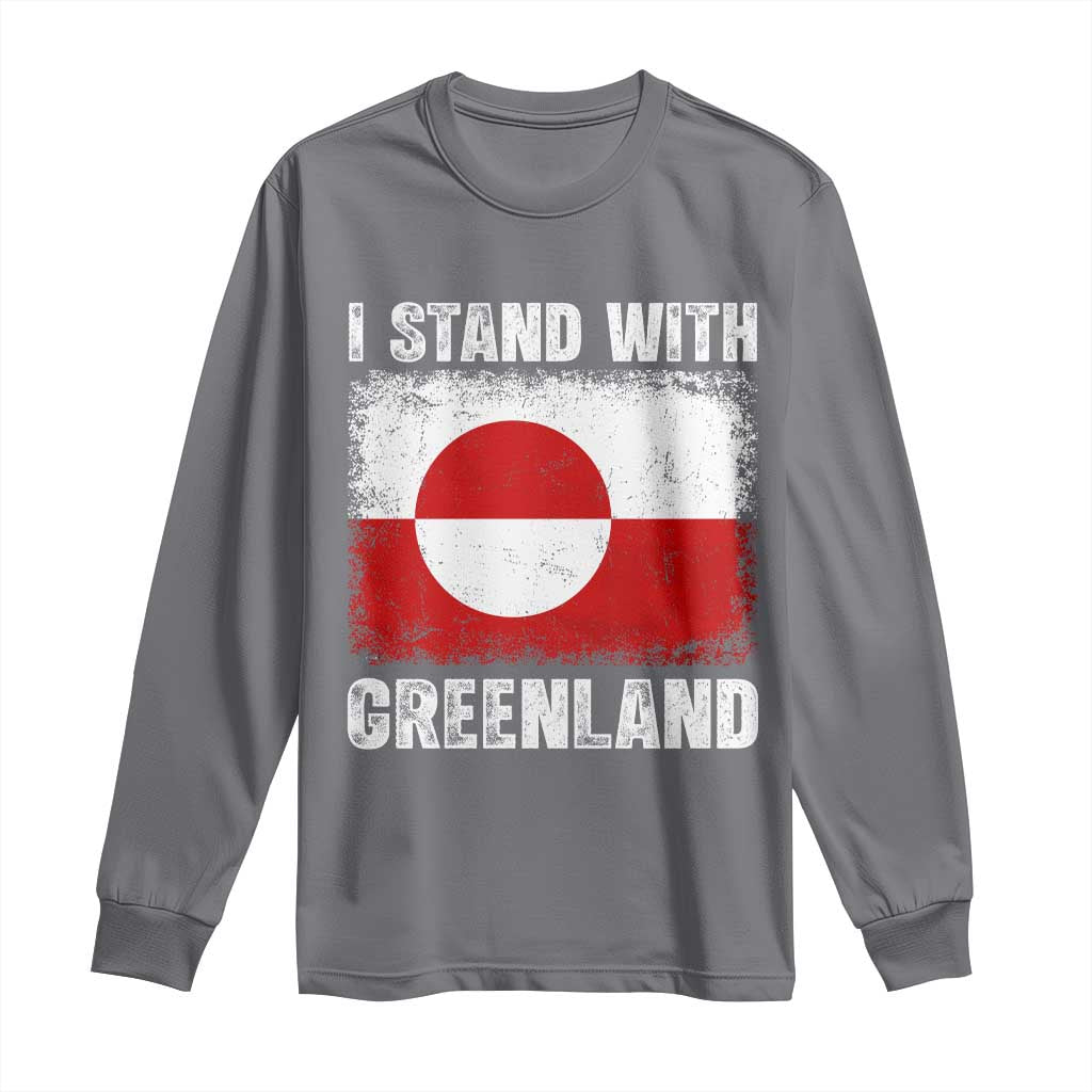 I Stand With Greenland Long Sleeve Shirt Grunge Flag
