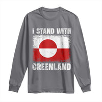 I Stand With Greenland Long Sleeve Shirt Grunge Flag