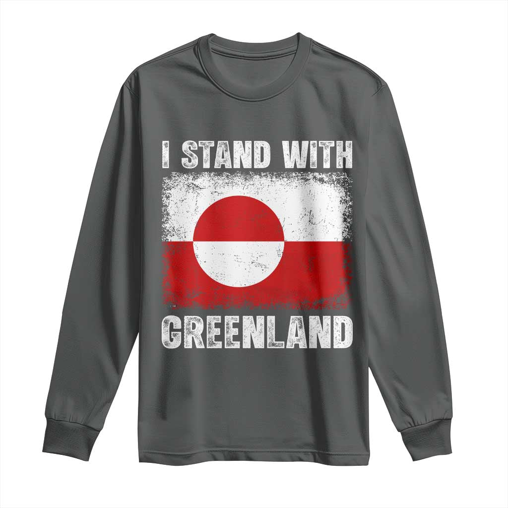 I Stand With Greenland Long Sleeve Shirt Grunge Flag