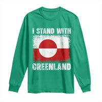 I Stand With Greenland Long Sleeve Shirt Grunge Flag