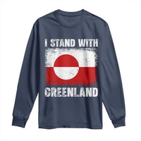 I Stand With Greenland Long Sleeve Shirt Grunge Flag