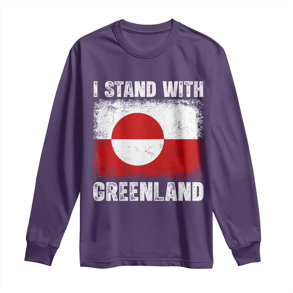 I Stand With Greenland Long Sleeve Shirt Grunge Flag