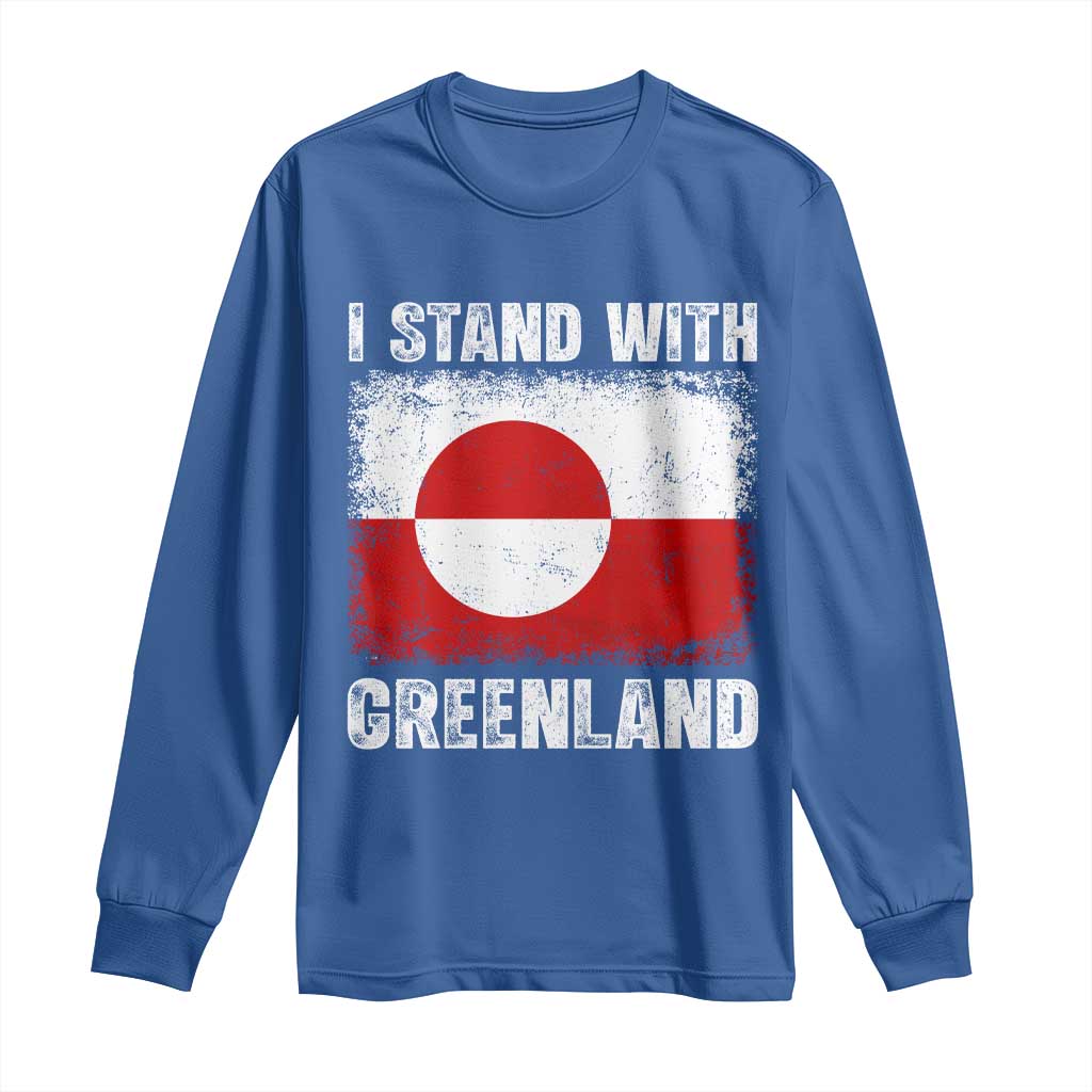 I Stand With Greenland Long Sleeve Shirt Grunge Flag