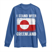 I Stand With Greenland Long Sleeve Shirt Grunge Flag