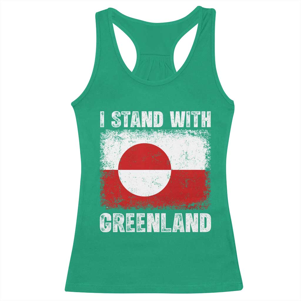 I Stand With Greenland Racerback Tank Top Grunge Flag