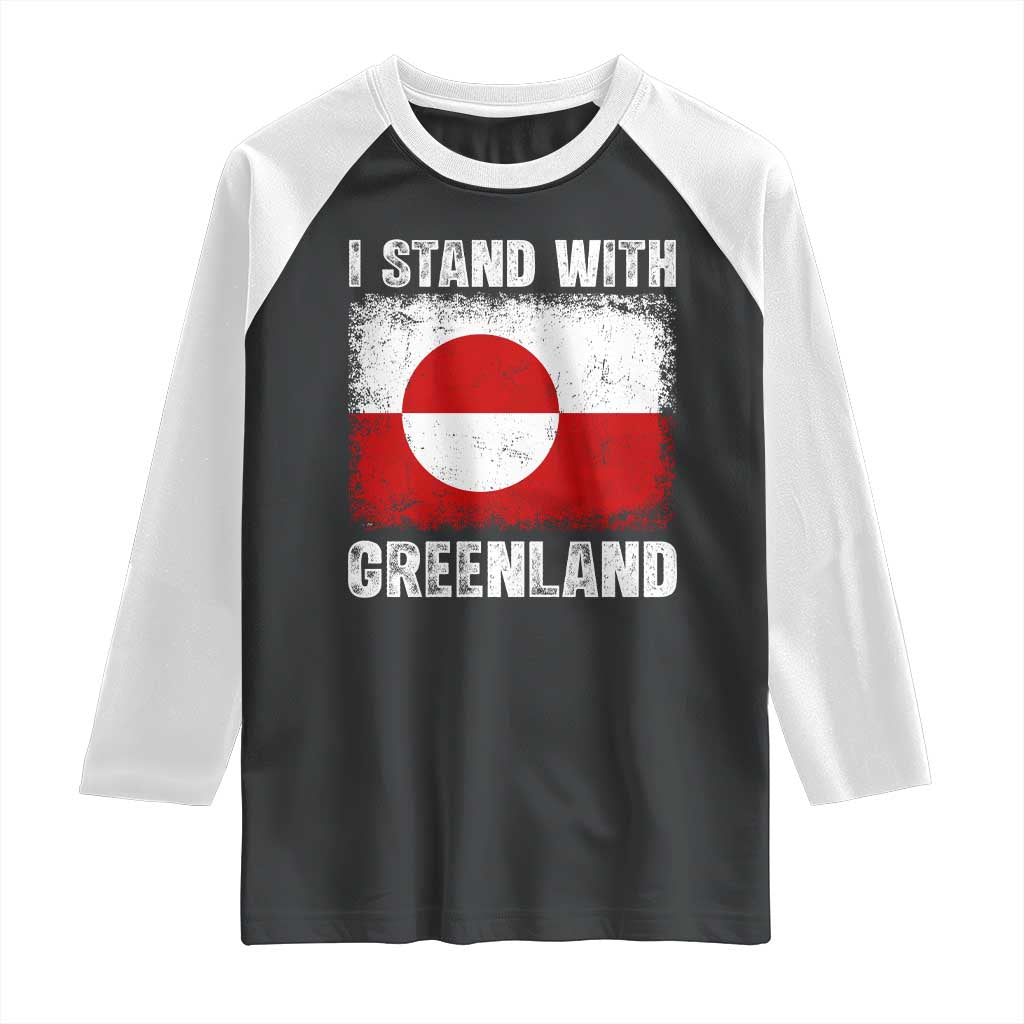 I Stand With Greenland Raglan Shirt Grunge Flag