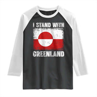 I Stand With Greenland Raglan Shirt Grunge Flag