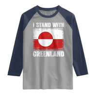 I Stand With Greenland Raglan Shirt Grunge Flag