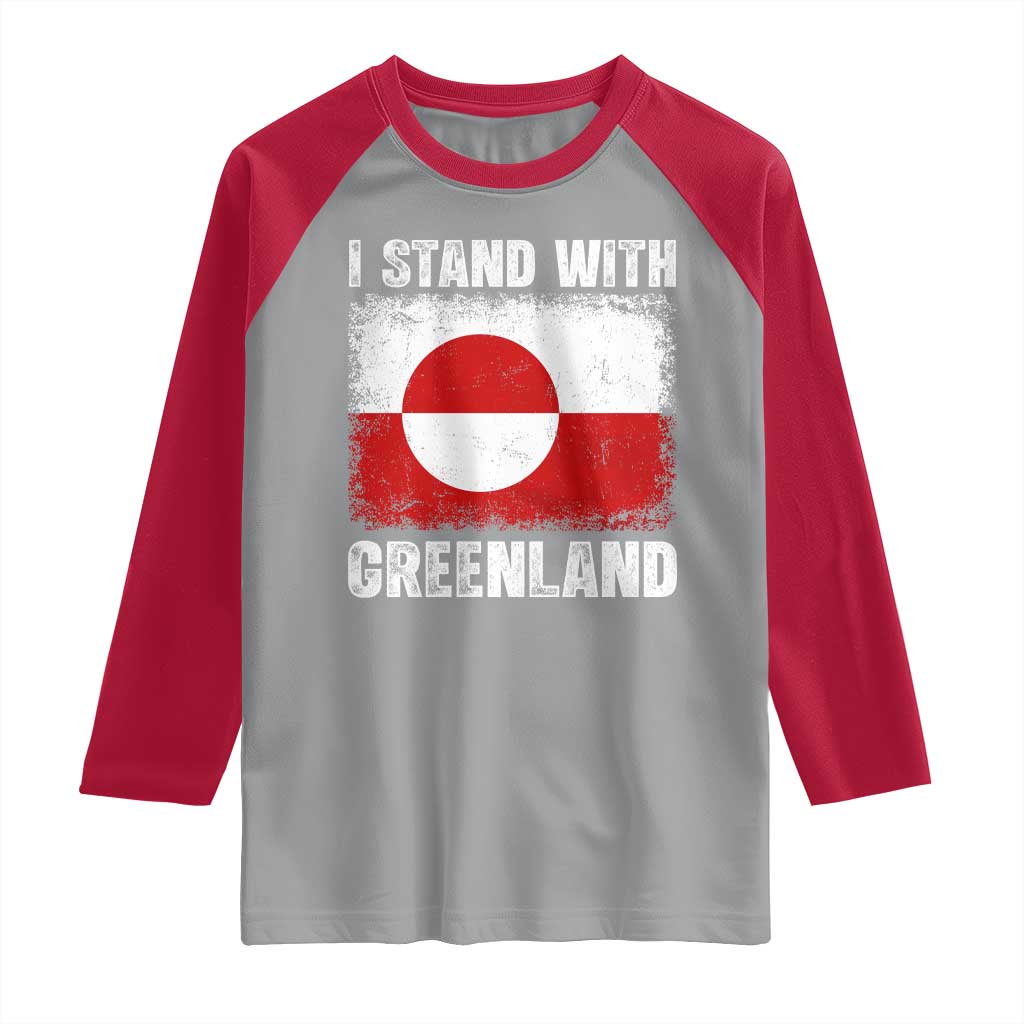 I Stand With Greenland Raglan Shirt Grunge Flag