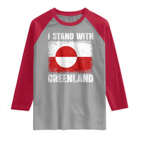 I Stand With Greenland Raglan Shirt Grunge Flag