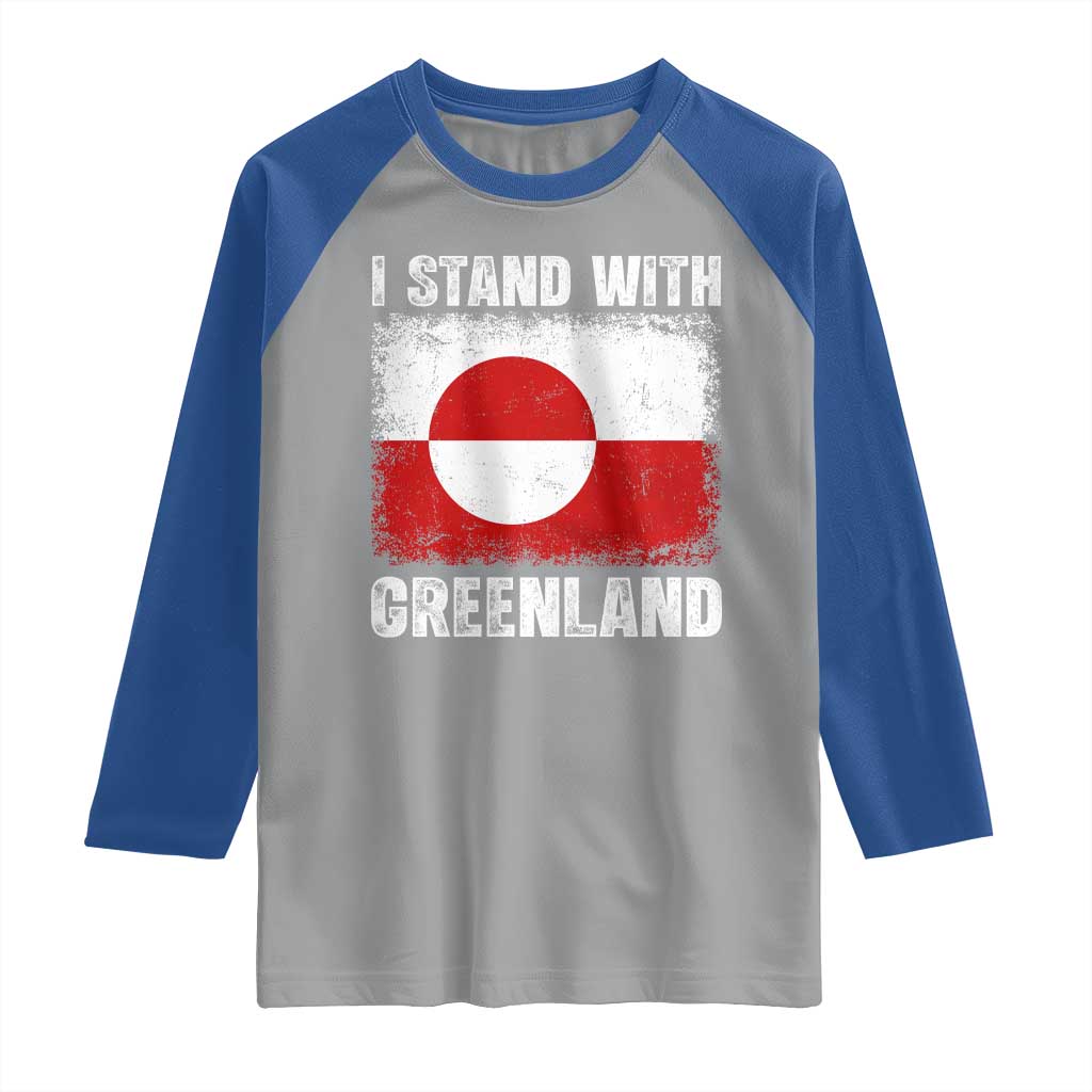 I Stand With Greenland Raglan Shirt Grunge Flag