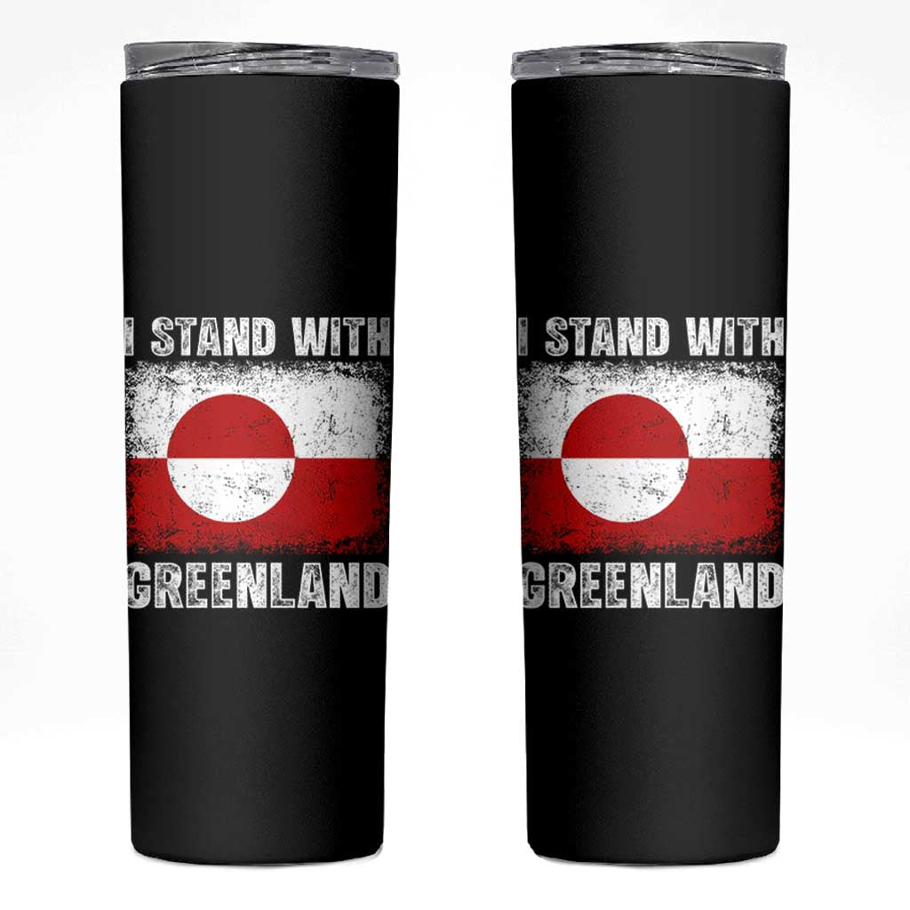 I Stand With Greenland Skinny Tumbler Grunge Flag