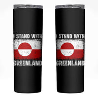 I Stand With Greenland Skinny Tumbler Grunge Flag