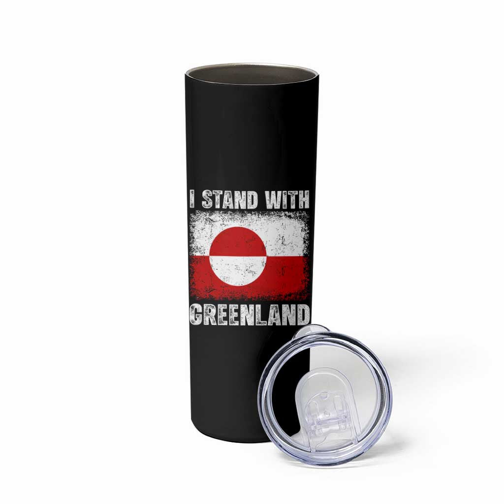 I Stand With Greenland Skinny Tumbler Grunge Flag