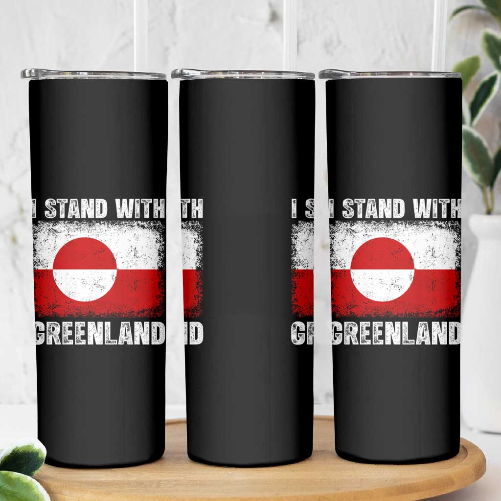 I Stand With Greenland Skinny Tumbler Grunge Flag