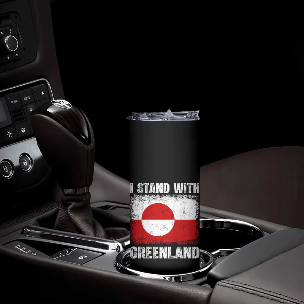 I Stand With Greenland Skinny Tumbler Grunge Flag