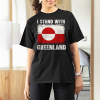 I Stand With Greenland T Shirt For Women Grunge Flag