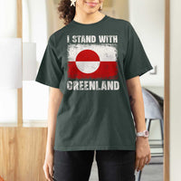 I Stand With Greenland T Shirt For Women Grunge Flag