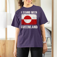 I Stand With Greenland T Shirt For Women Grunge Flag