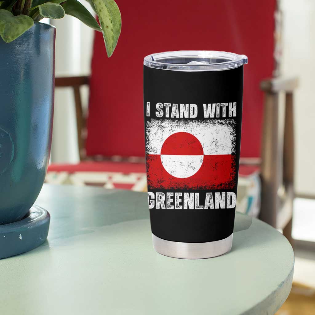 I Stand With Greenland Tumbler Cup Grunge Flag