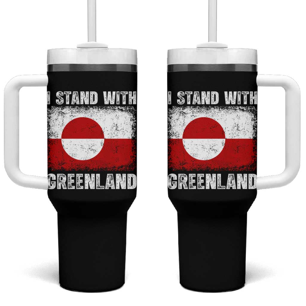 I Stand With Greenland Tumbler With Handle Grunge Flag