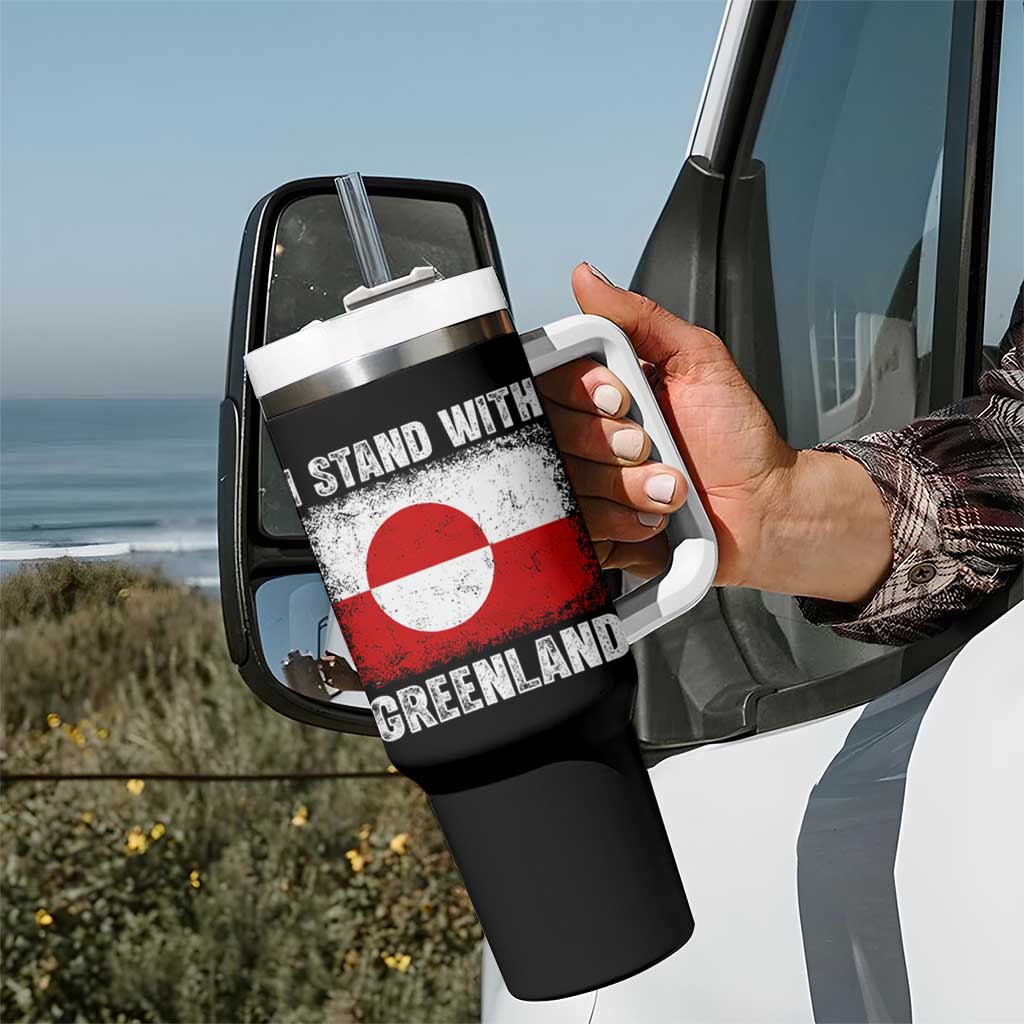 I Stand With Greenland Tumbler With Handle Grunge Flag