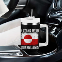 I Stand With Greenland Tumbler With Handle Grunge Flag