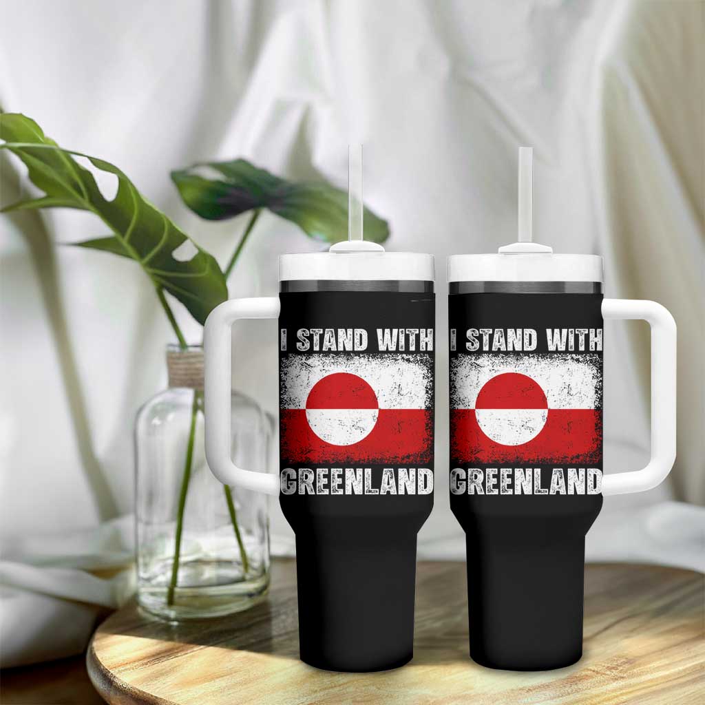 I Stand With Greenland Tumbler With Handle Grunge Flag