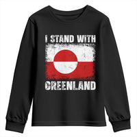 I Stand With Greenland Youth Sweatshirt Grunge Flag