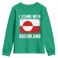 I Stand With Greenland Youth Sweatshirt Grunge Flag