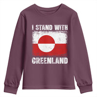 I Stand With Greenland Youth Sweatshirt Grunge Flag