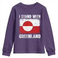 I Stand With Greenland Youth Sweatshirt Grunge Flag