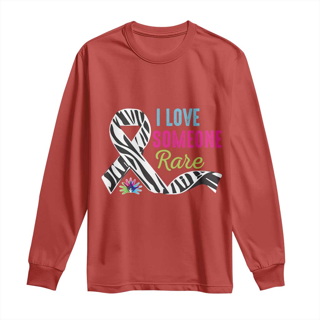 Rare Disease Awereness Long Sleeve Shirt I Love Someone Rare Zebra Ribbon