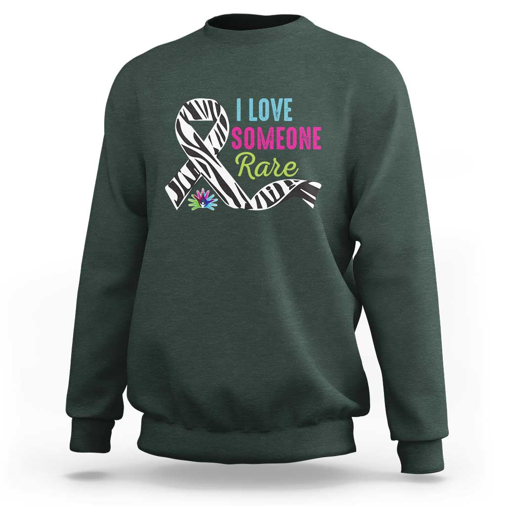 Rare Disease Awereness Sweatshirt I Love Someone Rare Zebra Ribbon