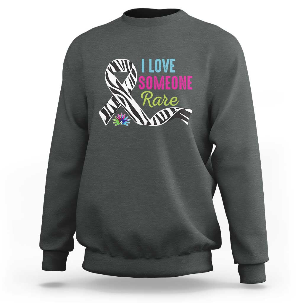 Rare Disease Awereness Sweatshirt I Love Someone Rare Zebra Ribbon