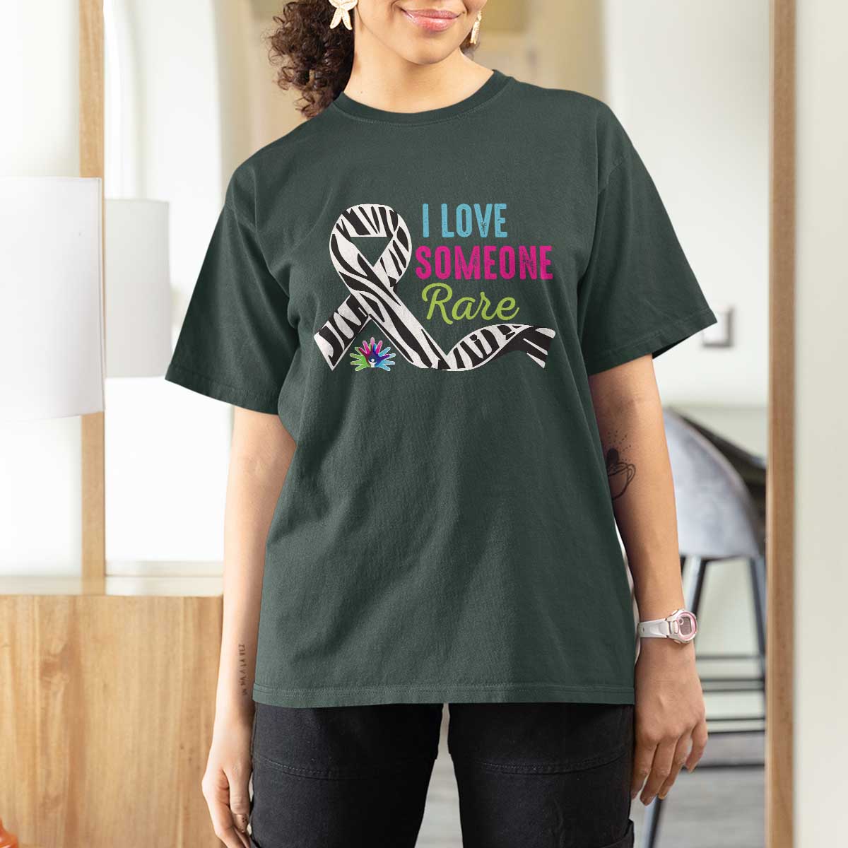 Rare Disease Awereness T Shirt For Women I Love Someone Rare Zebra Ribbon